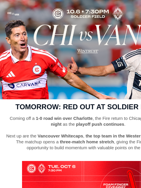 chicagofirefc newsletter: LAST CHANCE | RED OUT Tomorrow at Soldier Field