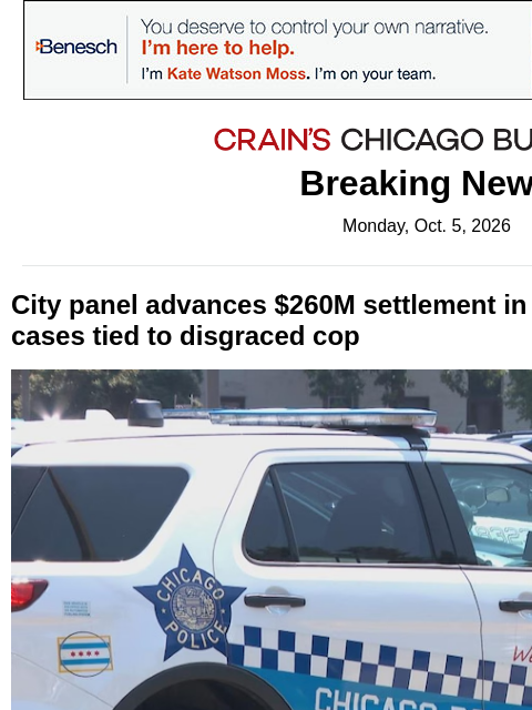 crainalerts newsletter: City panel OKs $260M wrongful-conviction payout ti...