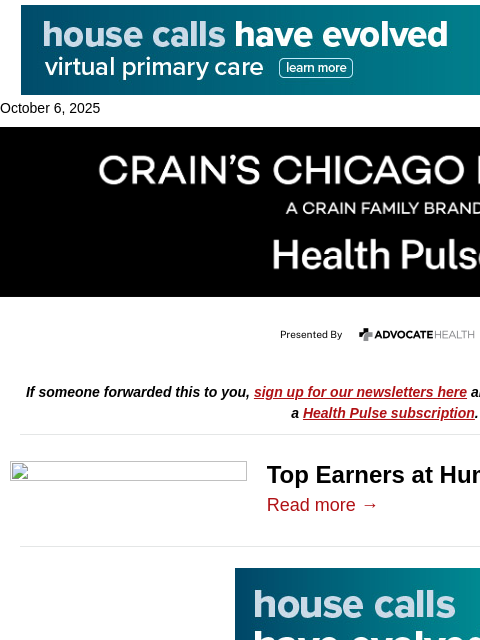 crainalerts newsletter: Latest top salaries at Humboldt Park Health