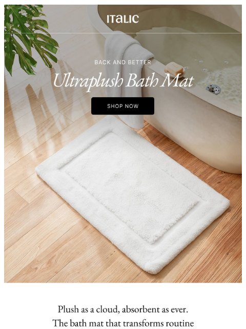 italic newsletter: Back & Better: Ultraplush Bath Mat
