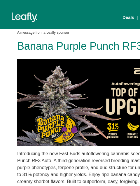 leafly newsletter: New Fast Buds strain drop 🚀