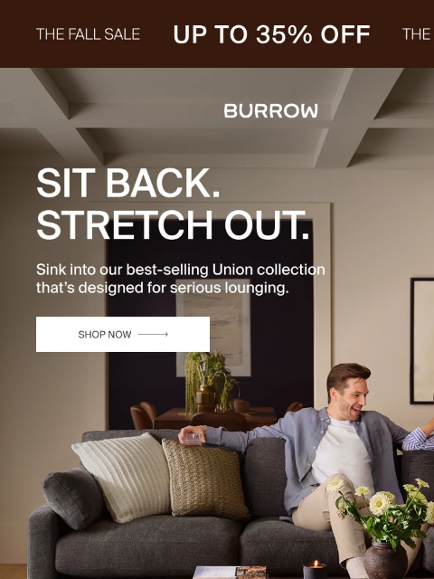 burrow newsletter: Save big on big comfort