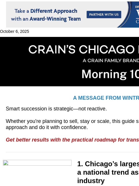 crainalerts newsletter: Chicago's largest accounting firms buck a trend