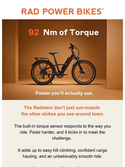 radpowerbikes newsletter: More power 💪 Better hill climbing ⛰️ Free Gear