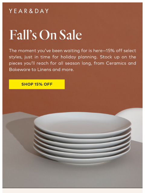 yearandday newsletter: Just in: Our Fall Sale 🍁