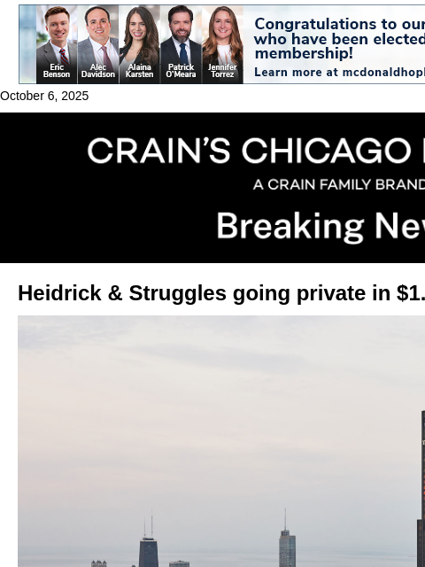 crainalerts newsletter: Heidrick & Struggles going private