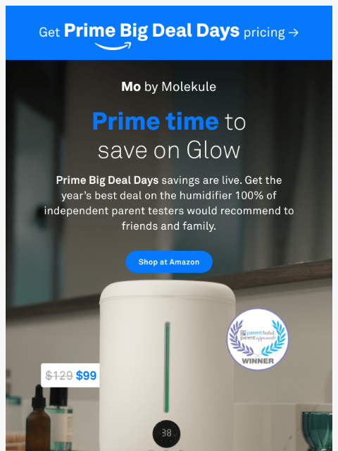 molekule newsletter: Prime Big Deal Days is Here. Let’s Glow. ✨