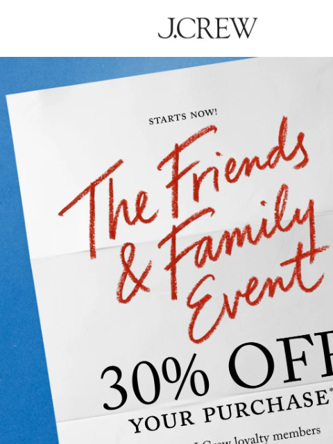 jcrew newsletter: 30% off your purchase could be yours!