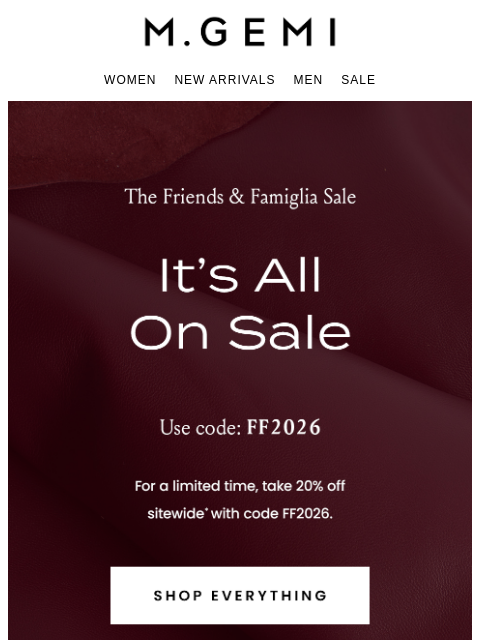 mgemi newsletter: New Arrivals Are 20% Off!