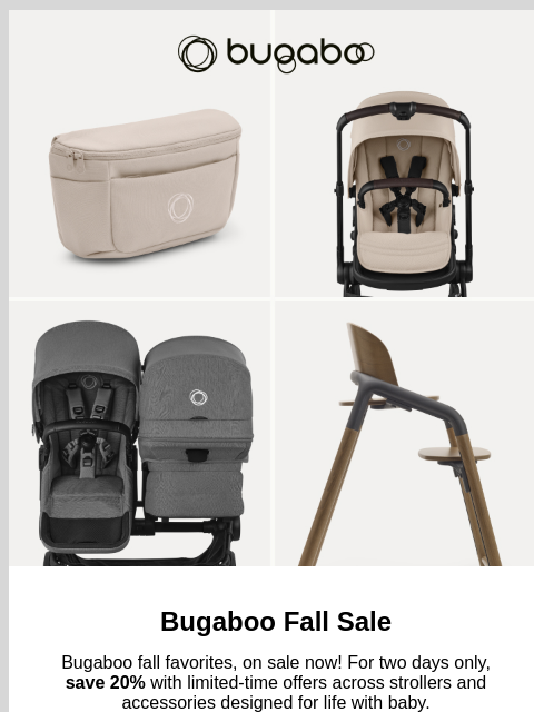 bugaboo newsletter: 20% off Bugaboo fall favorites