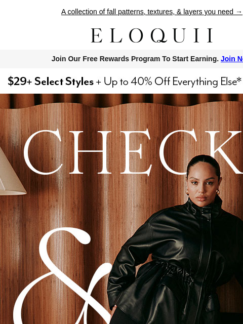 eloquii newsletter: NEW IN! Checks & Scales 🤎