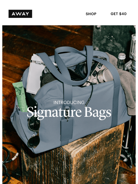 awaytravel newsletter: NEW: The Signature Bags Collection