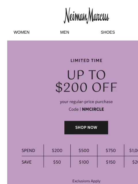 neimanmarcus newsletter: Grab it now: $200 off your purchase