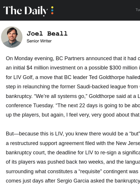golfdigest newsletter: New Life for LIV, or Same Old Story?