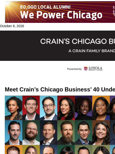 crainalerts newsletter: 40 Under 40