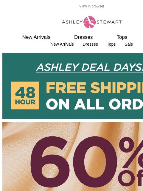 ashleystewart newsletter: SALE ALERT 🚨 Wear-now styles are 60% off!