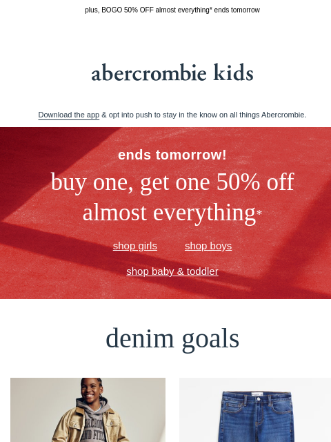 abercrombie newsletter: jeans & tops that pass the kid test