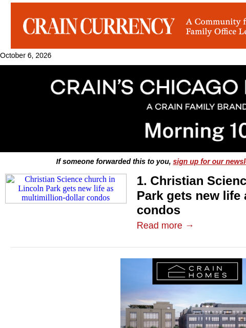 crainalerts newsletter: 1901 church gets new life as condos