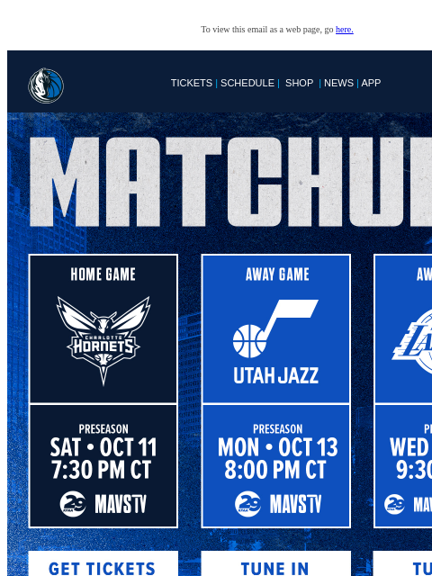 mavsmail newsletter: Mavs Matchups