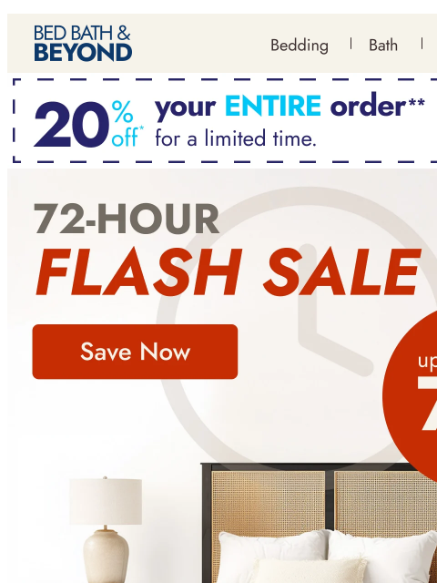 bedbathandbeyond newsletter: ⏰ 72 hours only: Up to 70% off!