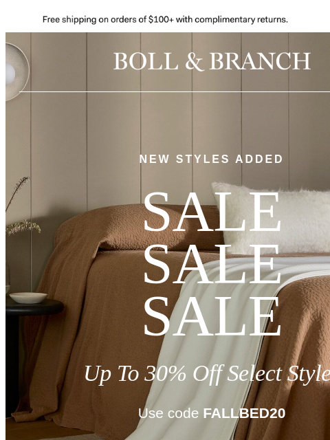 bollandbranch newsletter: New additions: up to 30% off select styles
