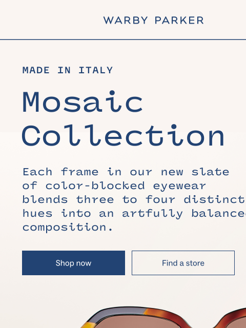 warbyparker newsletter: New! Artful frames from Italy