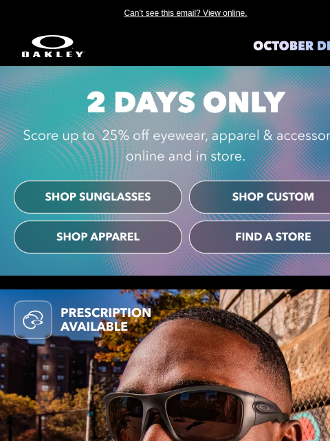 oakley newsletter: October Deals Start Now