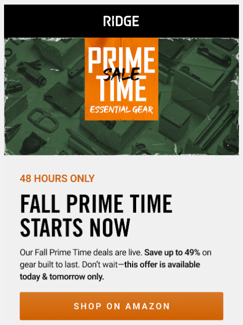 ridge newsletter: 48hrs Only: Up to 49% Prime Day Deals