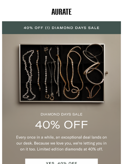 auratenewyork newsletter: 40% OFF DIAMONDS!!!