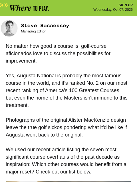 golfdigest newsletter: 5 courses that could use a reboot