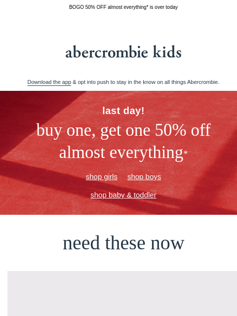 abercrombie newsletter: don't let this sale slip by