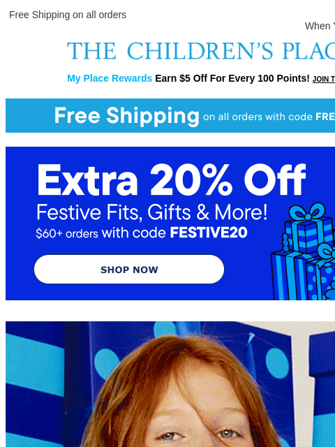 childrensplace newsletter: Last call for FREE shipping 🍂