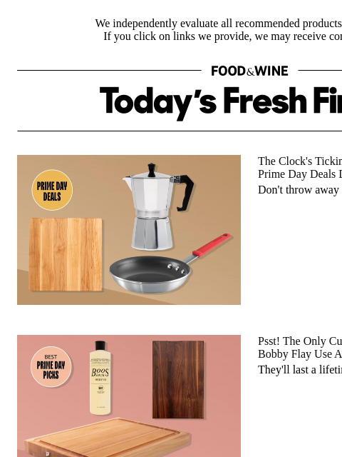 foodandwine newsletter: Going, Going, Almost Gone! Save Up to 90% for a Fe...