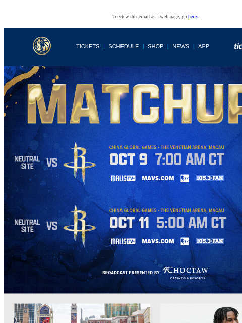 mavsmail newsletter: Mavs Matchups 🎟️ 📺