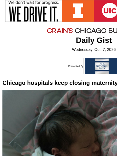crainalerts newsletter: Chicago hospitals keep closing maternity wards