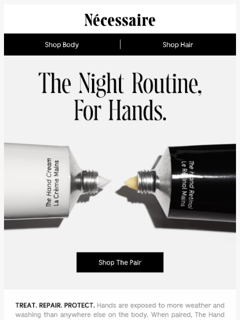 necessaire newsletter: The Nighttime Routine. For Your Hands.
