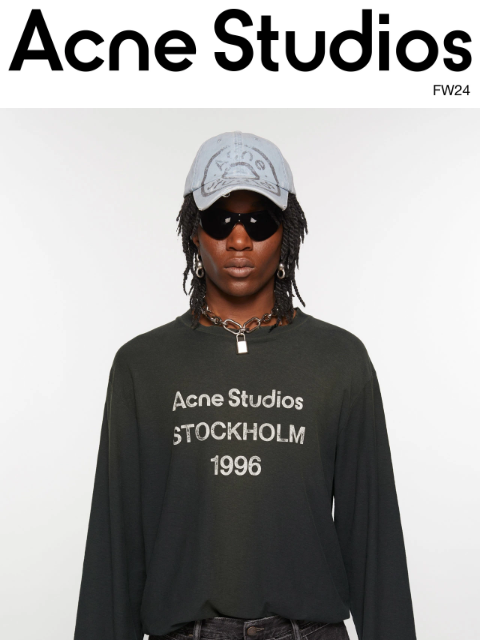 Acne Studios unisex sweaters, hoodies and t-shirts adorned with the 1996 logo stamp in a distinct garment-dyed finish in new seasonal colourways. Available now online at acnestudios.com and in stores.