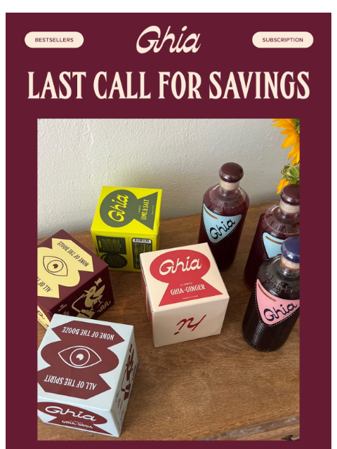 drinkghia newsletter: 20% Off Ends Tonight