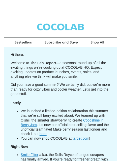 cocolab newsletter: Your fall Lab Report