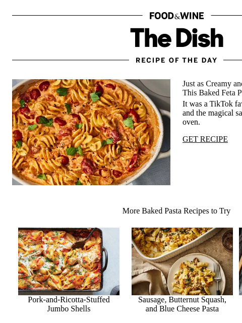 foodandwine newsletter: Baked Feta Pasta