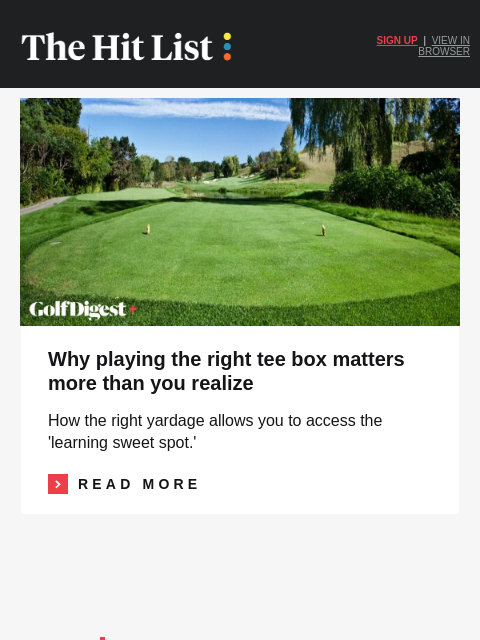 golfdigest newsletter: Testing out golf's next great resort
