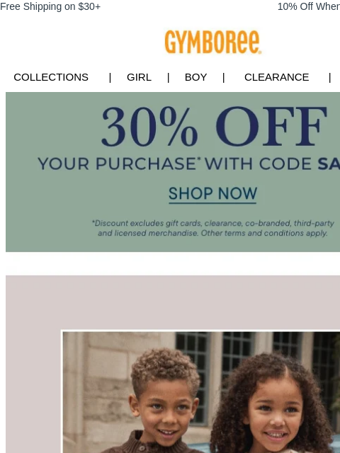 gymboree newsletter: ✨30% off your ENTIRE purchase✨