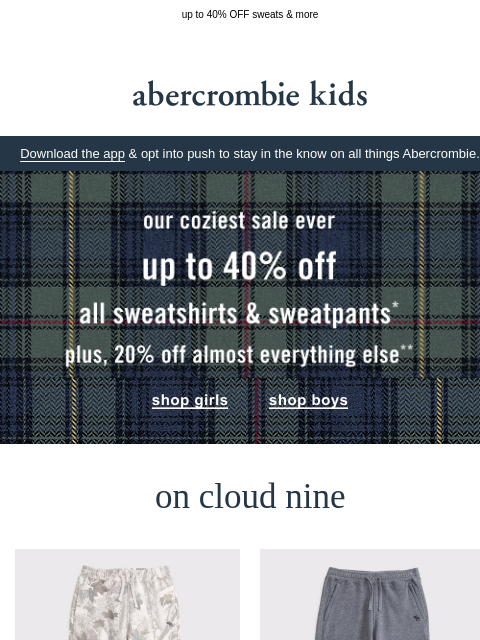 abercrombie newsletter: our coziest sale of the year starts now!