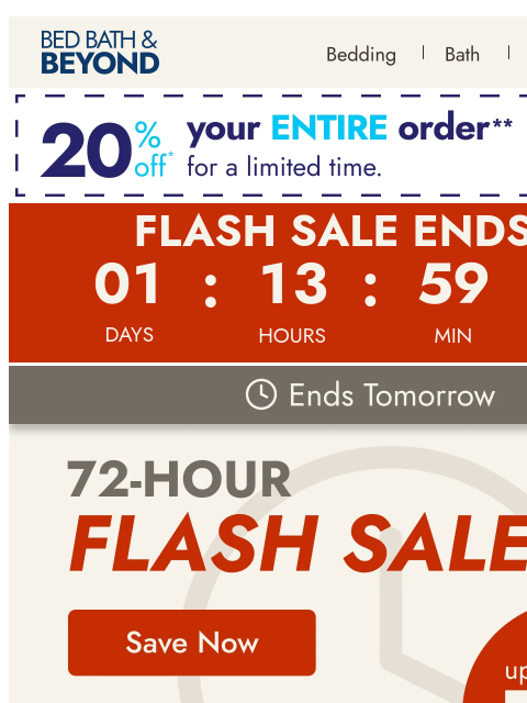 bedbathandbeyond newsletter: Don’t miss out: Up to 70% off ends tomorrow ⏳