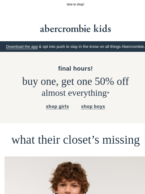 abercrombie newsletter: time’s running out on BOGO 50% OFF