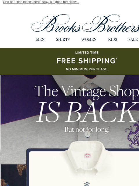 brooksbrothers newsletter: The Vintage Shop is back