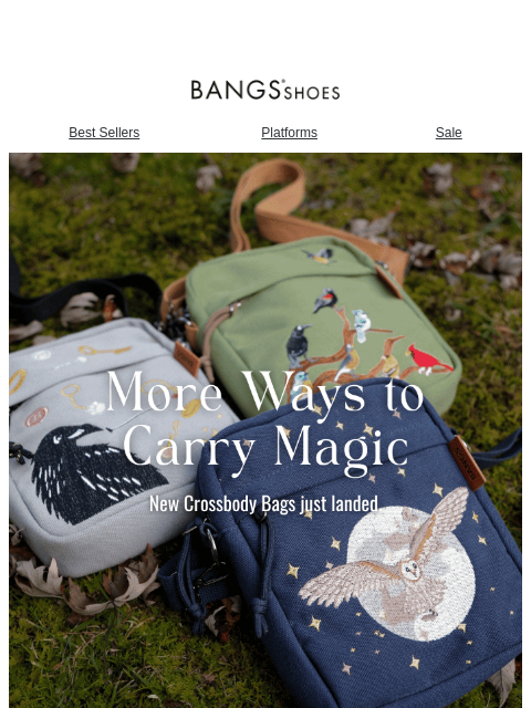 bangsshoes newsletter: More Ways to Carry Magic.🦉🦜