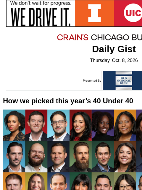 crainalerts newsletter: How we picked this year’s 40 Under 40