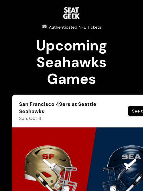 seatgeek newsletter: Seahawks vs 49ers 🏈