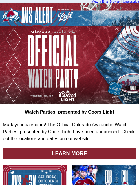 thecoloradoavalanche newsletter: 🏔️ Watch Parties Locations for the 2026-27 Season...